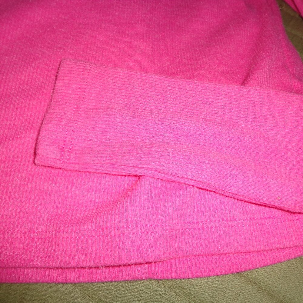 NWOT American Eagle Cropped Ribbed Top XS/TP Long Sleeves Mock Neck Hot Pink - Picture 6 of 11